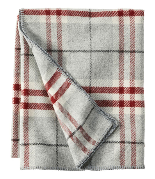 L.L.Bean Washable Wool Blanket, Plaid Dark Gray Heather