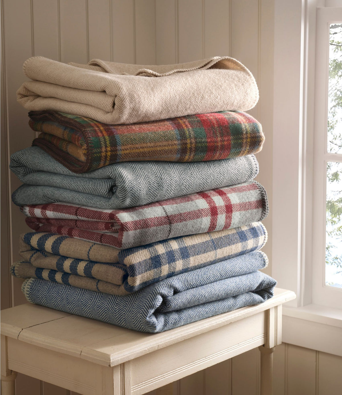 L.L.Bean Washable Wool Blanket, Plaid Dark Gray Heather