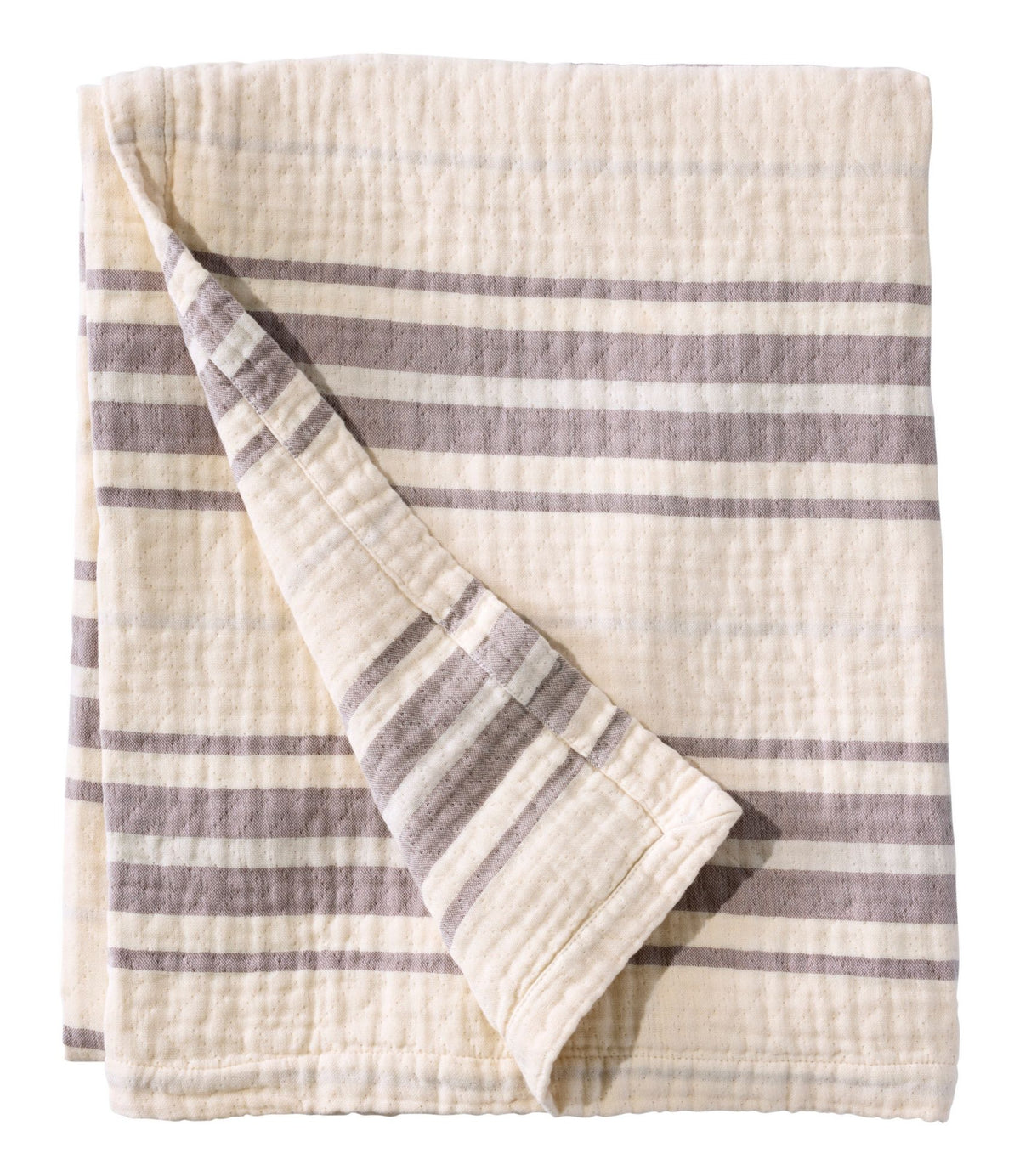 L.L.Bean Lightweight Cotton Gauze Throw, Stripe Bone/Shore