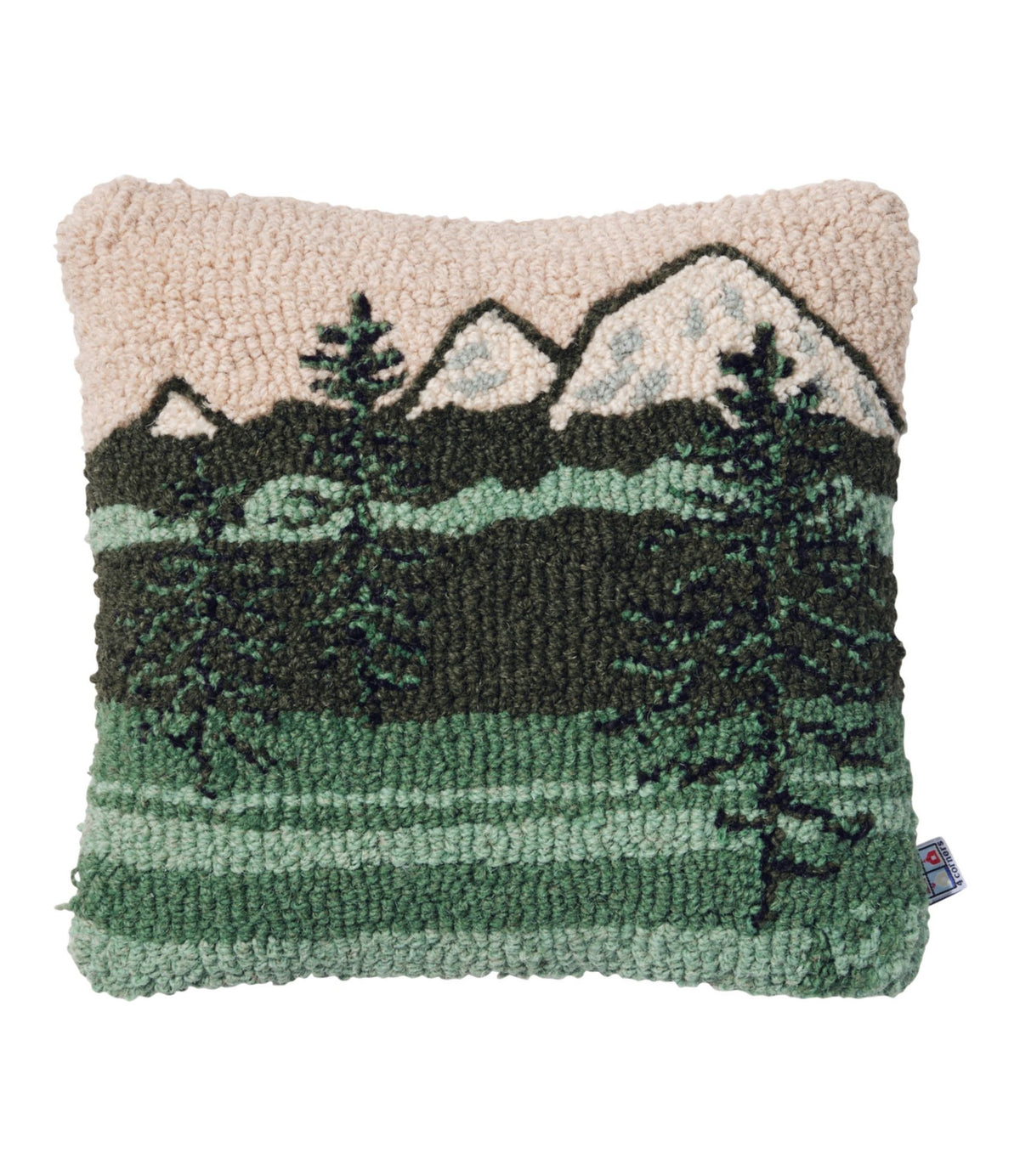 L.L.Bean Wool Hooked Throw Pillow, Mountains, 14" x 14"