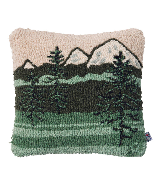 L.L.Bean Wool Hooked Throw Pillow, Mountains, 14" x 14"