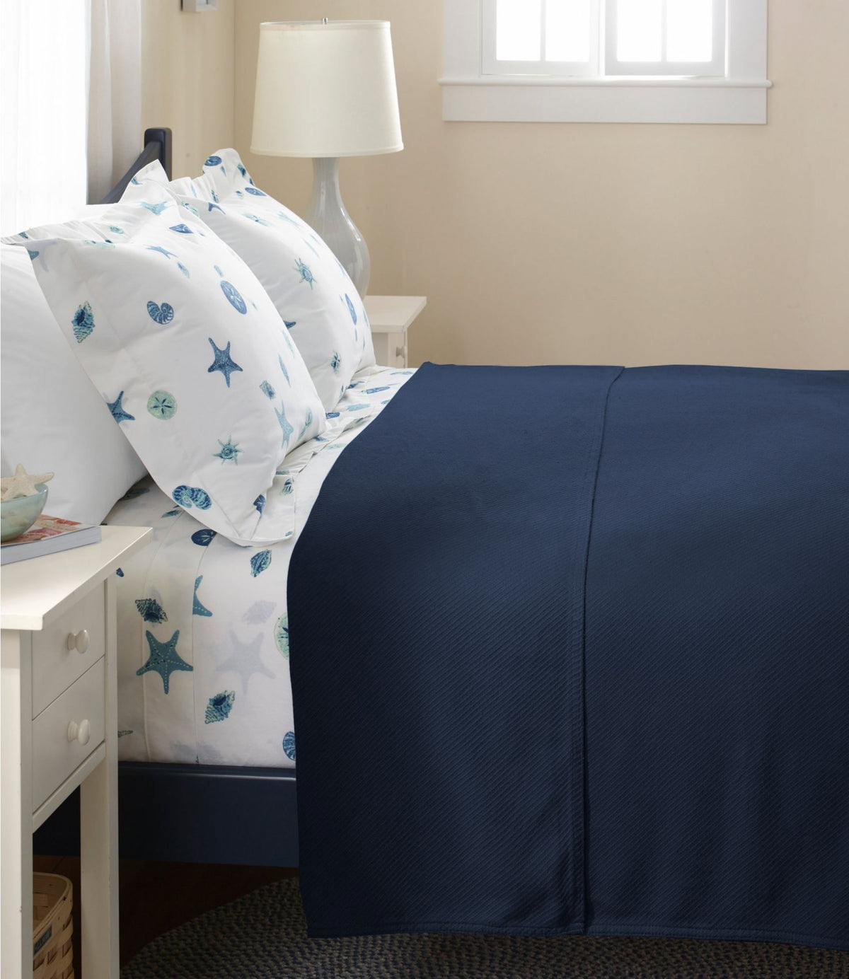 L.L.Bean Maine Twill Blanket Mid-Blue