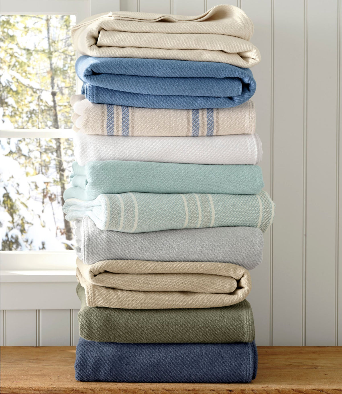 L.L.Bean Maine Twill Blanket Mid-Blue