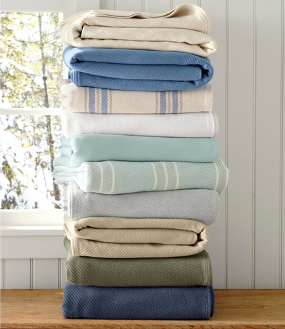 L.L.Bean Maine Twill Blanket Mid-Blue