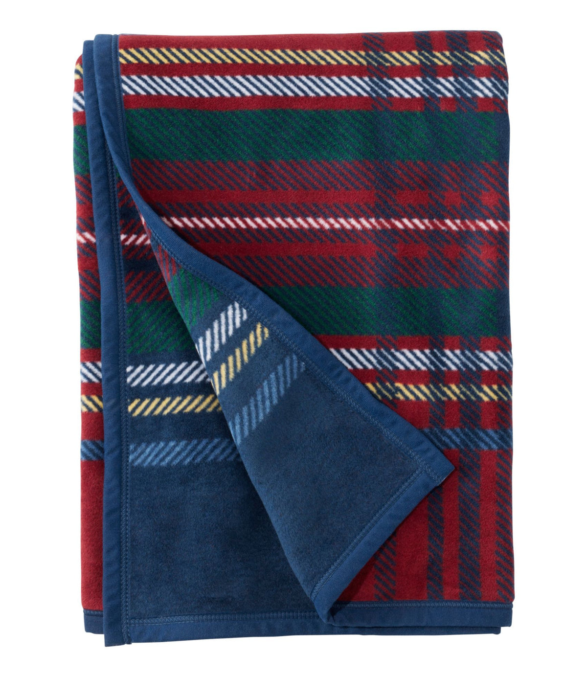 L.L.Bean ChappyWrap Cozy Throw Blanket, Plaid Navy Plaid