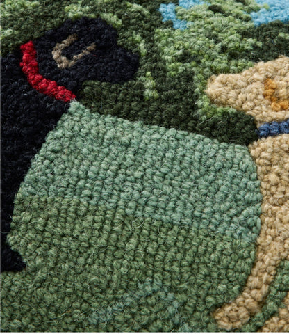 L.L.Bean Wool Hooked Throw Pillow, Lab Friends, 14" x 20"