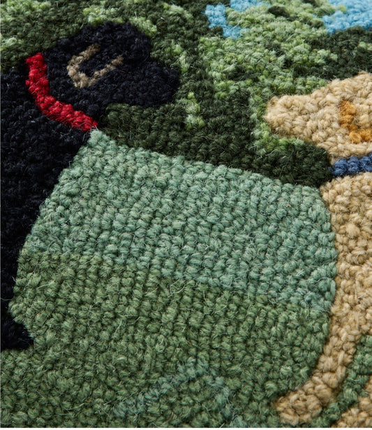 L.L.Bean Wool Hooked Throw Pillow, Lab Friends, 14" x 20"