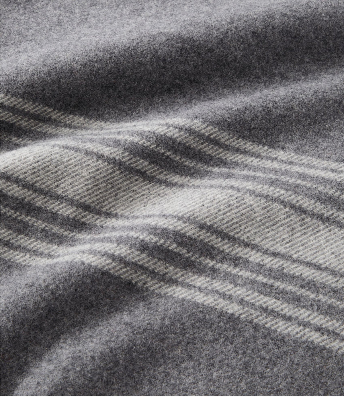 L.L.Bean Washable Wool Throw, Striped Dark Gray Heather/Cream