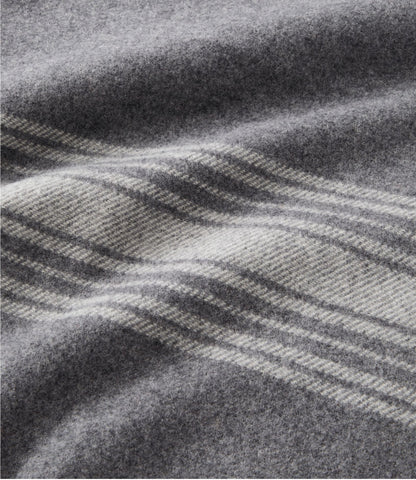 L.L.Bean Washable Wool Throw, Striped Dark Gray Heather/Cream