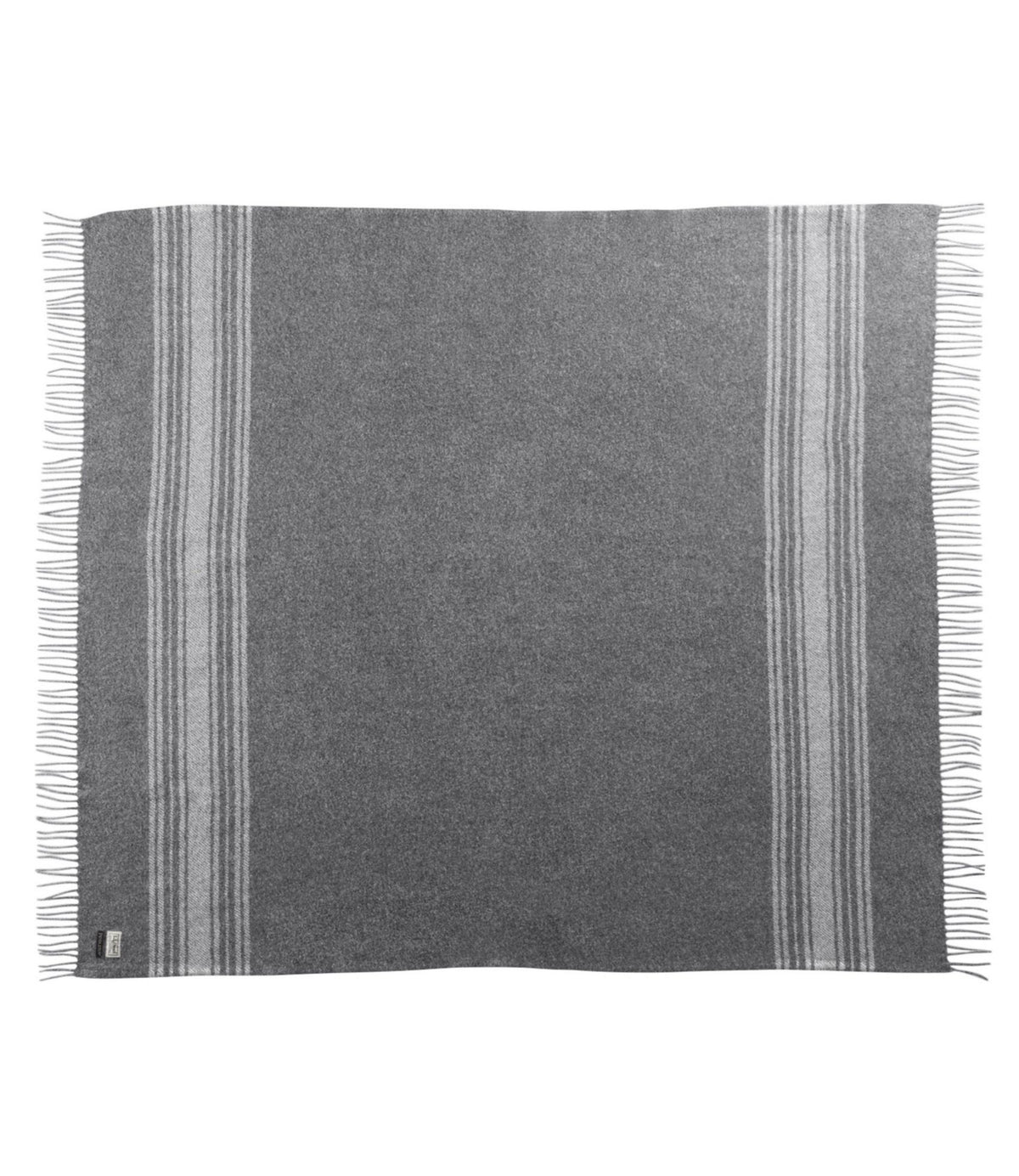 L.L.Bean Washable Wool Throw, Striped Dark Gray Heather/Cream