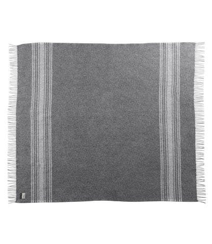 L.L.Bean Washable Wool Throw, Striped Dark Gray Heather/Cream