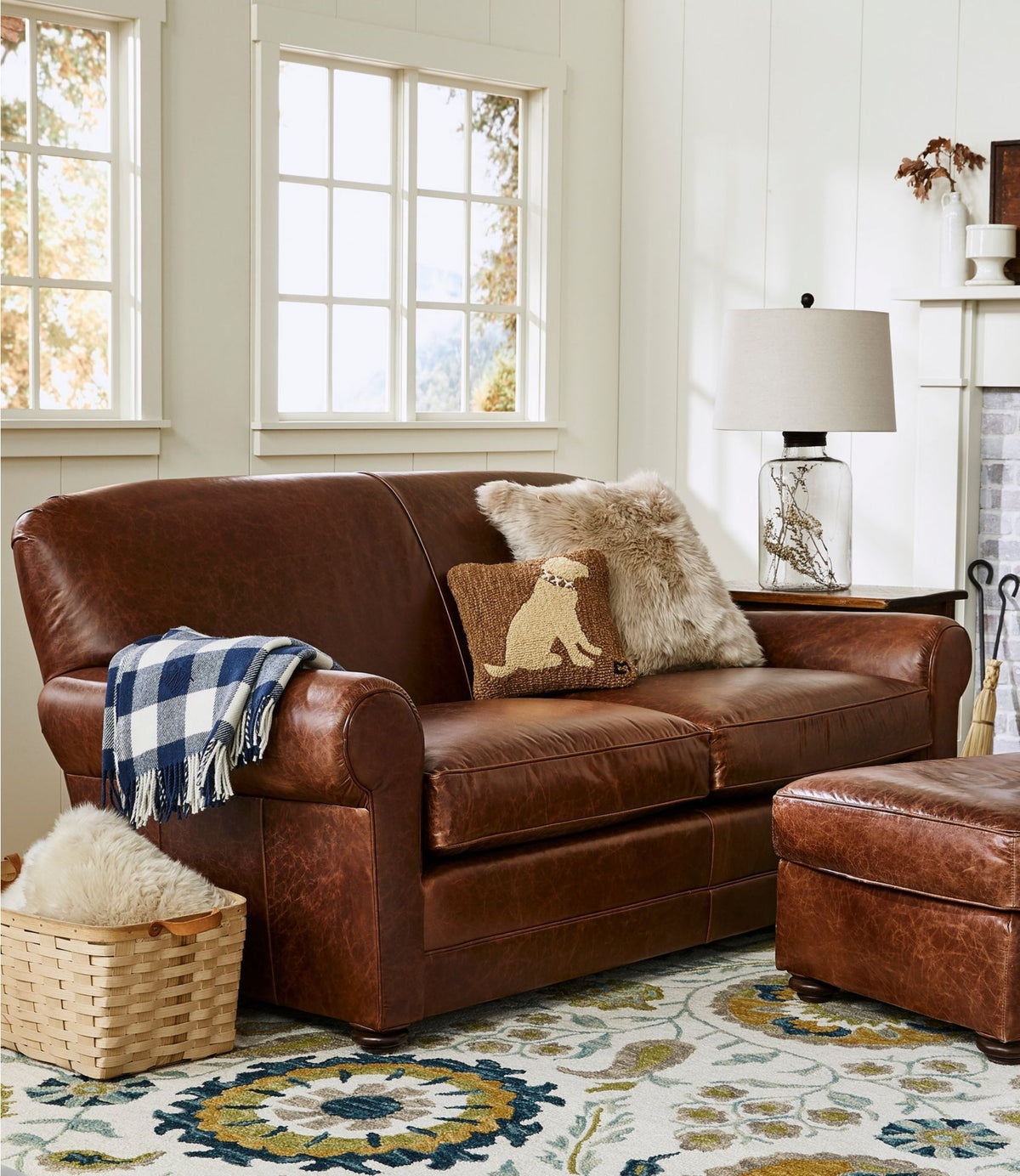 L.L.Bean Sheepskin Throw Pillow, 20" x 20" Ivory