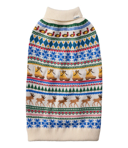 L.L.Bean Novelty Dog Sweater, Fair Isle Bone