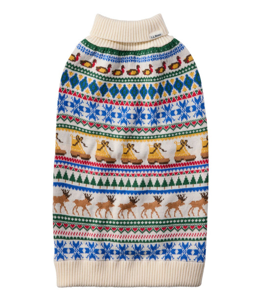 L.L.Bean Novelty Dog Sweater, Fair Isle Bone