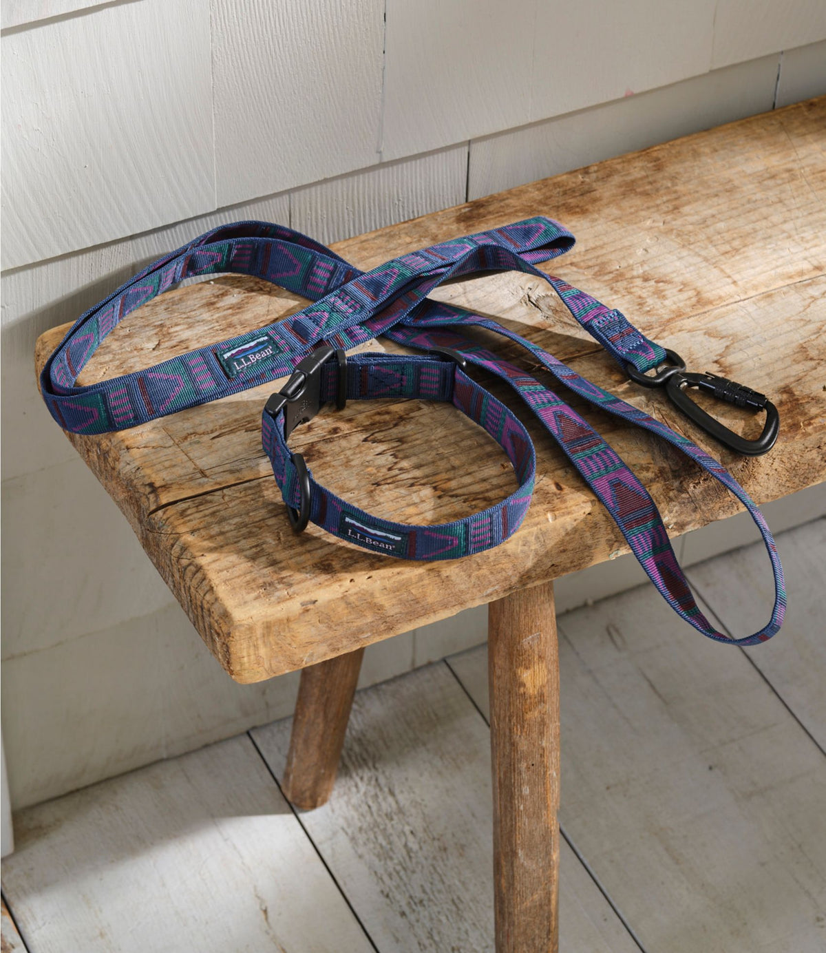 L.L.Bean Mountain Classic Dog Leash Mariner Blue Multi