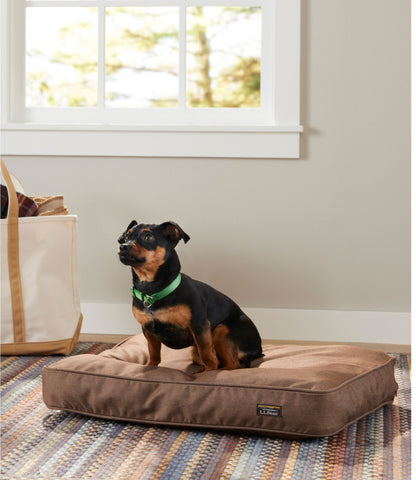 L.L.Bean Premium Denim Dog Bed, Rectangular Burlap
