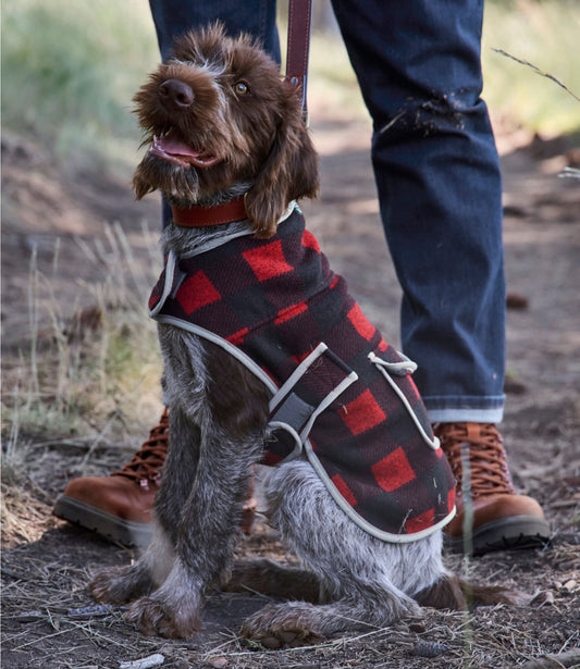 L.L.Bean Sweater Fleece Jacket for Dogs Buffalo Plaid