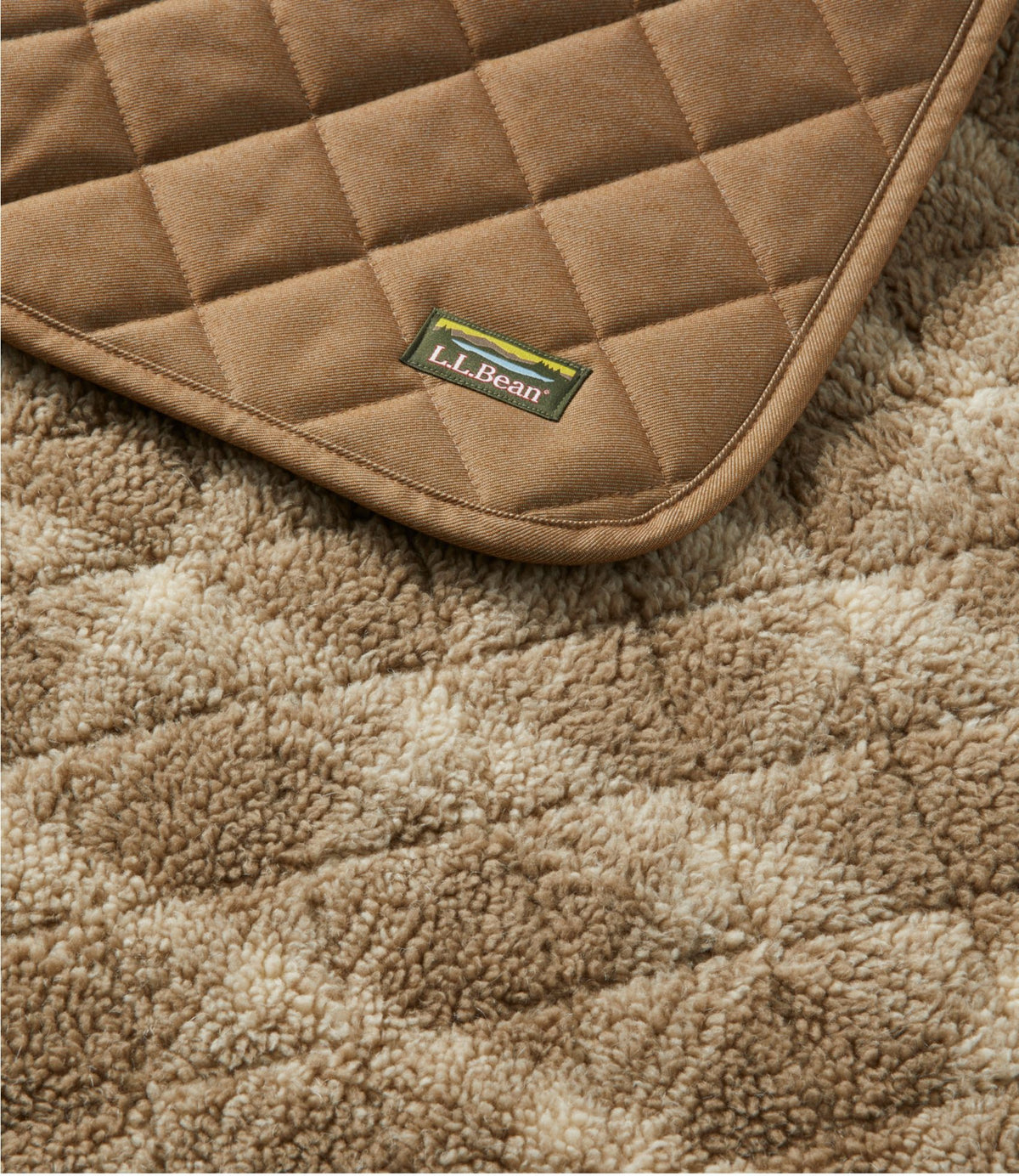 L.L.Bean Rugged Quilted Dog Blanket Burlap Heather