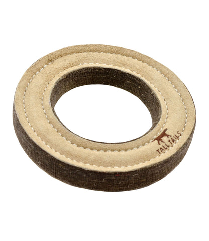 L.L.Bean Natural Leather & Wool Ring Dog Toy Natural