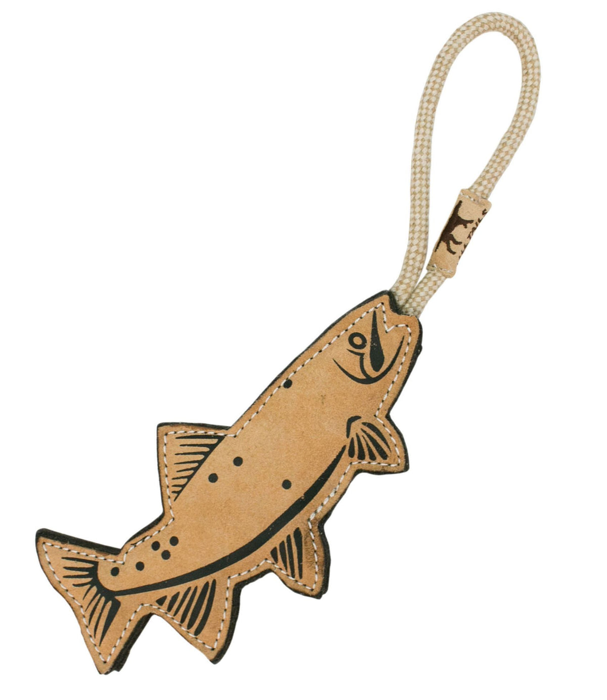 L.L.Bean Natural Leather and Wool Fish Dog Tug Toy Natural