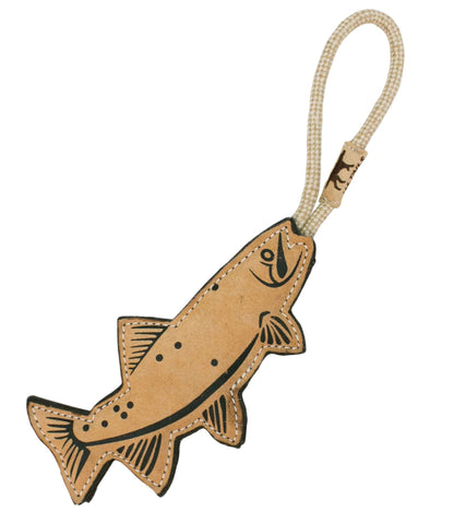 L.L.Bean Natural Leather and Wool Fish Dog Tug Toy Natural