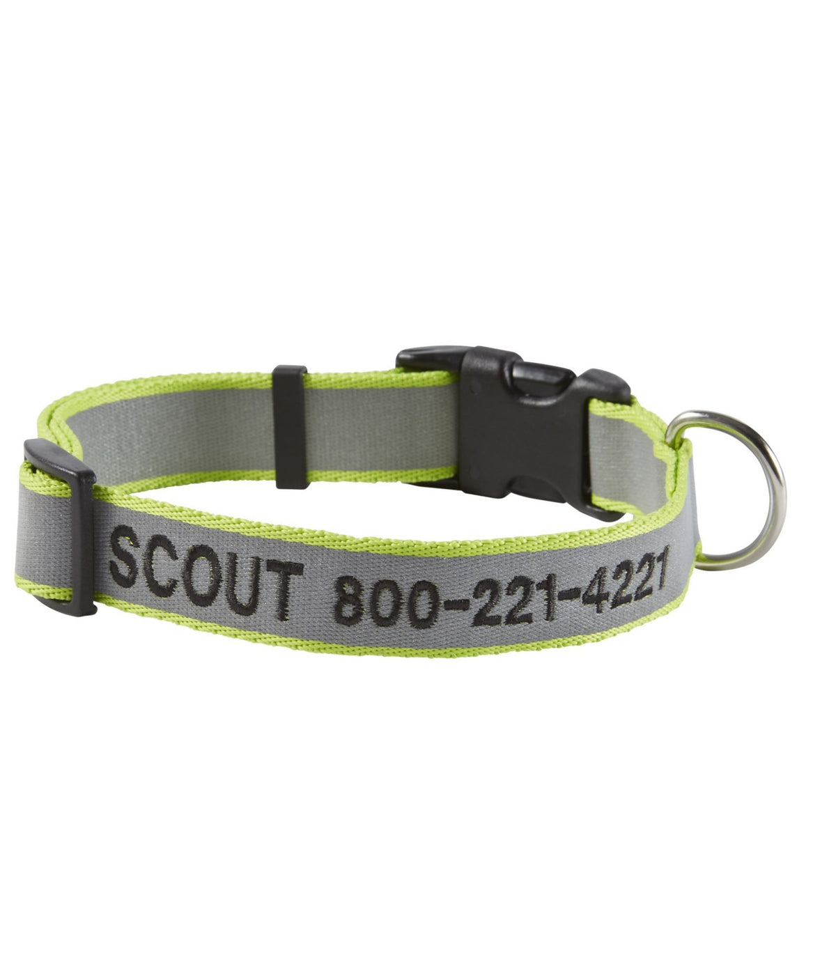 L.L.Bean Personalized Pet Collar, Reflective Lime