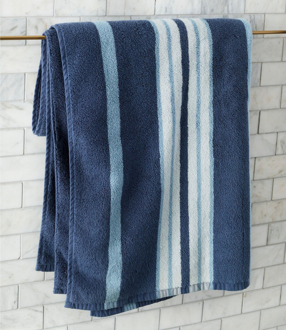 L.L.Bean Premium Cotton Towel Set, Stripe Bone/Weathered Oak