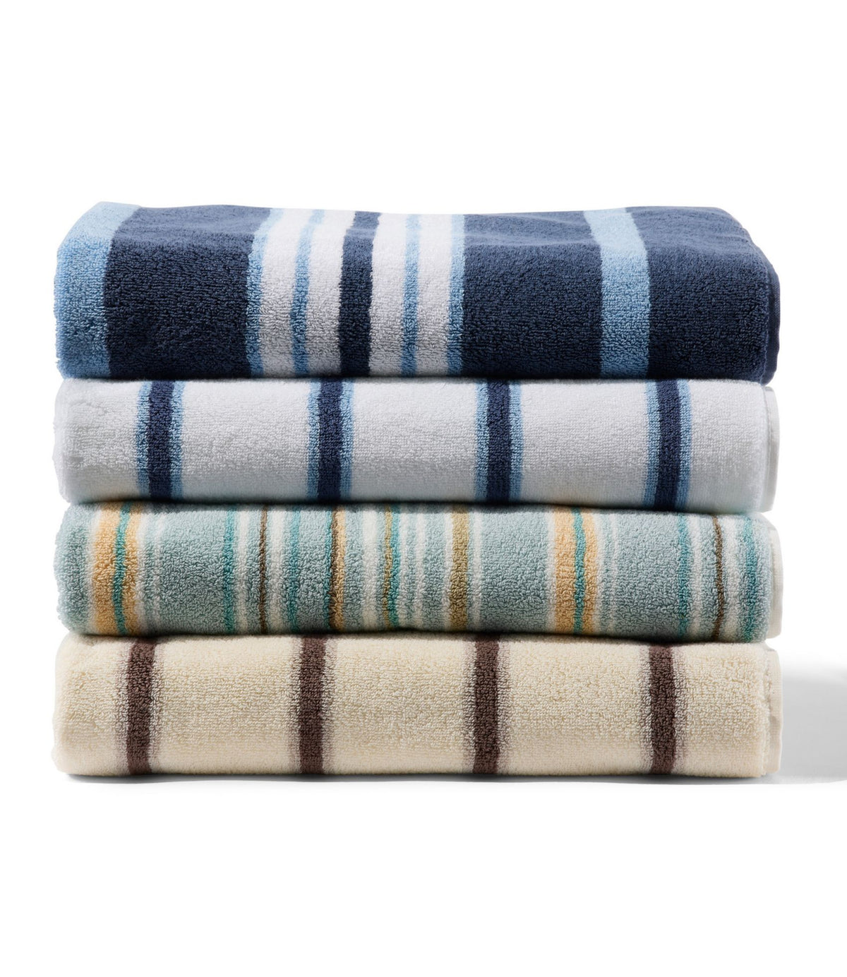 L.L.Bean Premium Cotton Towel Set, Stripe Bone/Weathered Oak
