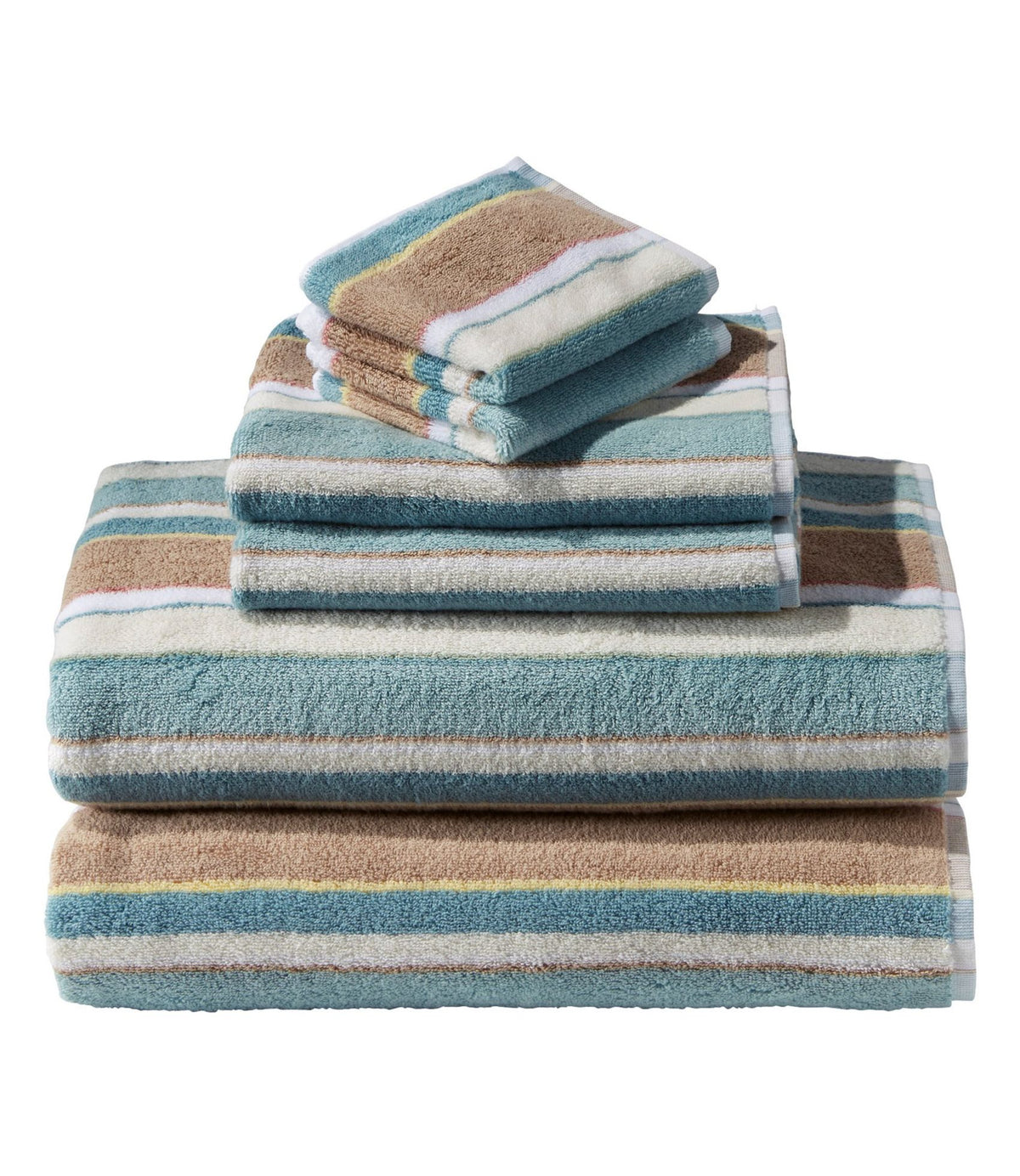 L.L.Bean Bean's Organic Cotton Towel Set, Stripe Blue Quartz