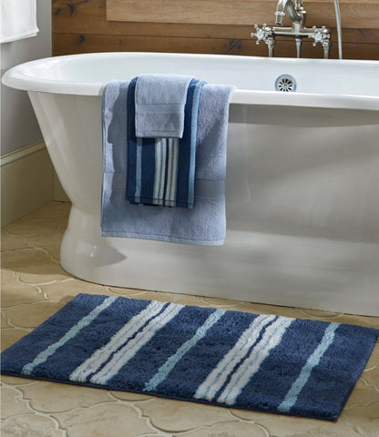 L.L.Bean Premium Cotton Bath Mat, Multistripe Sand Dollar