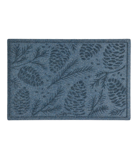 L.L.Bean Everyspace Recycled Waterhog Doormat, Pine Cones Bluestone