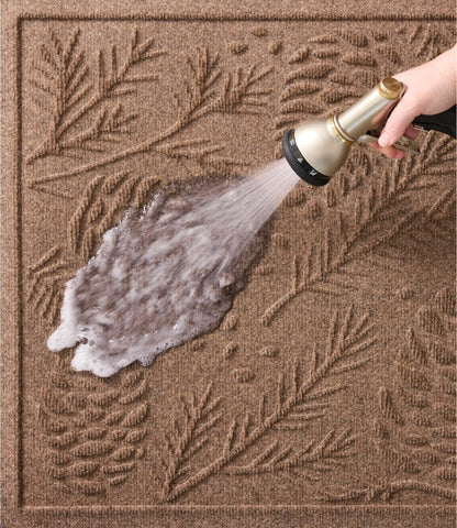 L.L.Bean Everyspace Recycled Waterhog Doormat, Pine Cones Bluestone