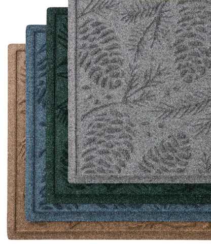 L.L.Bean Everyspace Recycled Waterhog Doormat, Pine Cones Bluestone