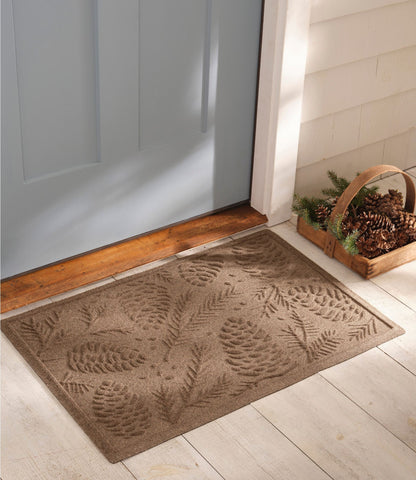 L.L.Bean Everyspace Recycled Waterhog Doormat, Pine Cones Bluestone