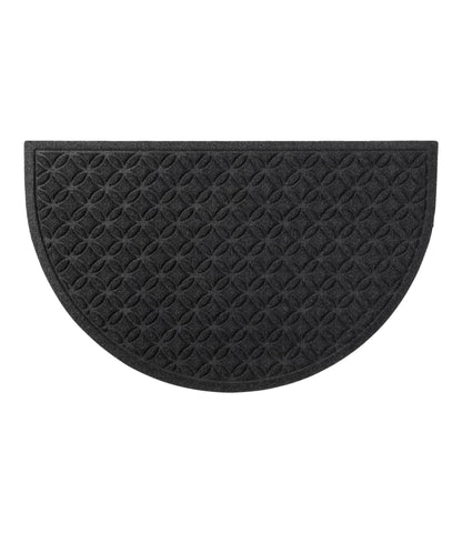 L.L.Bean Heavyweight Recycled Waterhog Doormat, Half Round, Geometric Rings Graphite