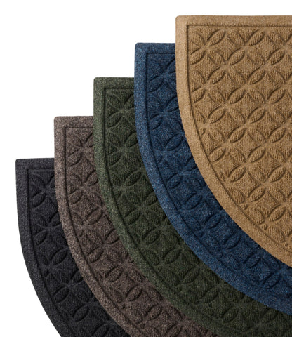 L.L.Bean Heavyweight Recycled Waterhog Doormat, Half Round, Geometric Rings Graphite