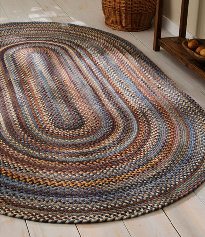 L.L.Bean L.L.Bean Braided Wool Rug, Oval Burnt Sienna Multi