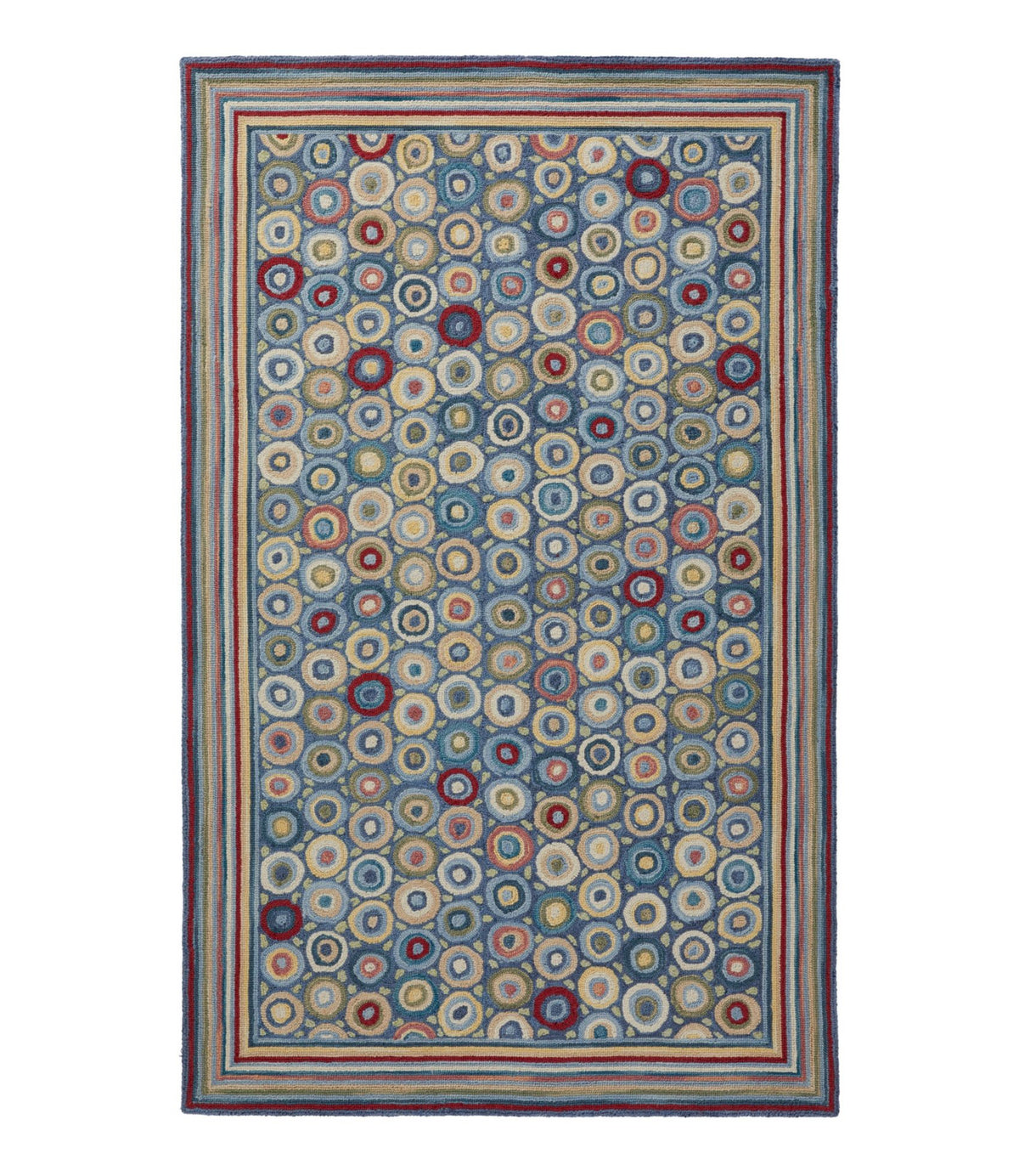 L.L.Bean Bean's Wool Hooked Rug, Coins Blue Bright Coins