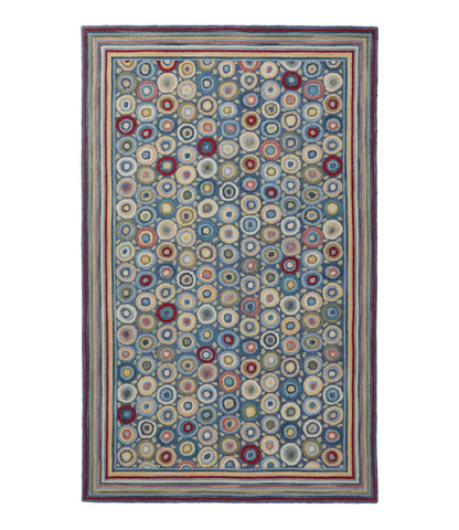 L.L.Bean Bean's Wool Hooked Rug, Coins Blue Bright Coins