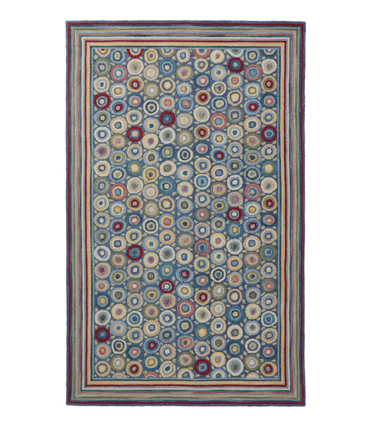 L.L.Bean Bean's Wool Hooked Rug, Coins Blue Bright Coins