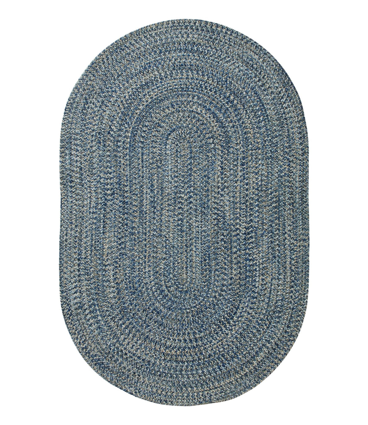 L.L.Bean All-Weather Braided Rug, Concentric Pattern Oval Indigo Multi