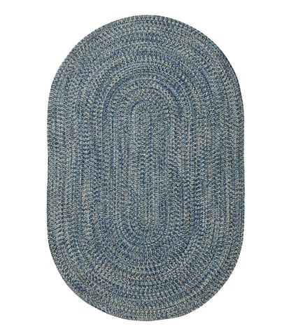 L.L.Bean All-Weather Braided Rug, Concentric Pattern Oval Indigo Multi