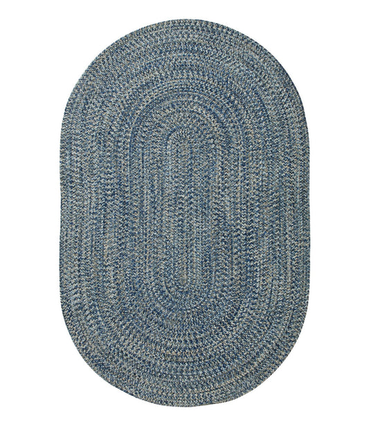 L.L.Bean All-Weather Braided Rug, Concentric Pattern Oval Indigo Multi