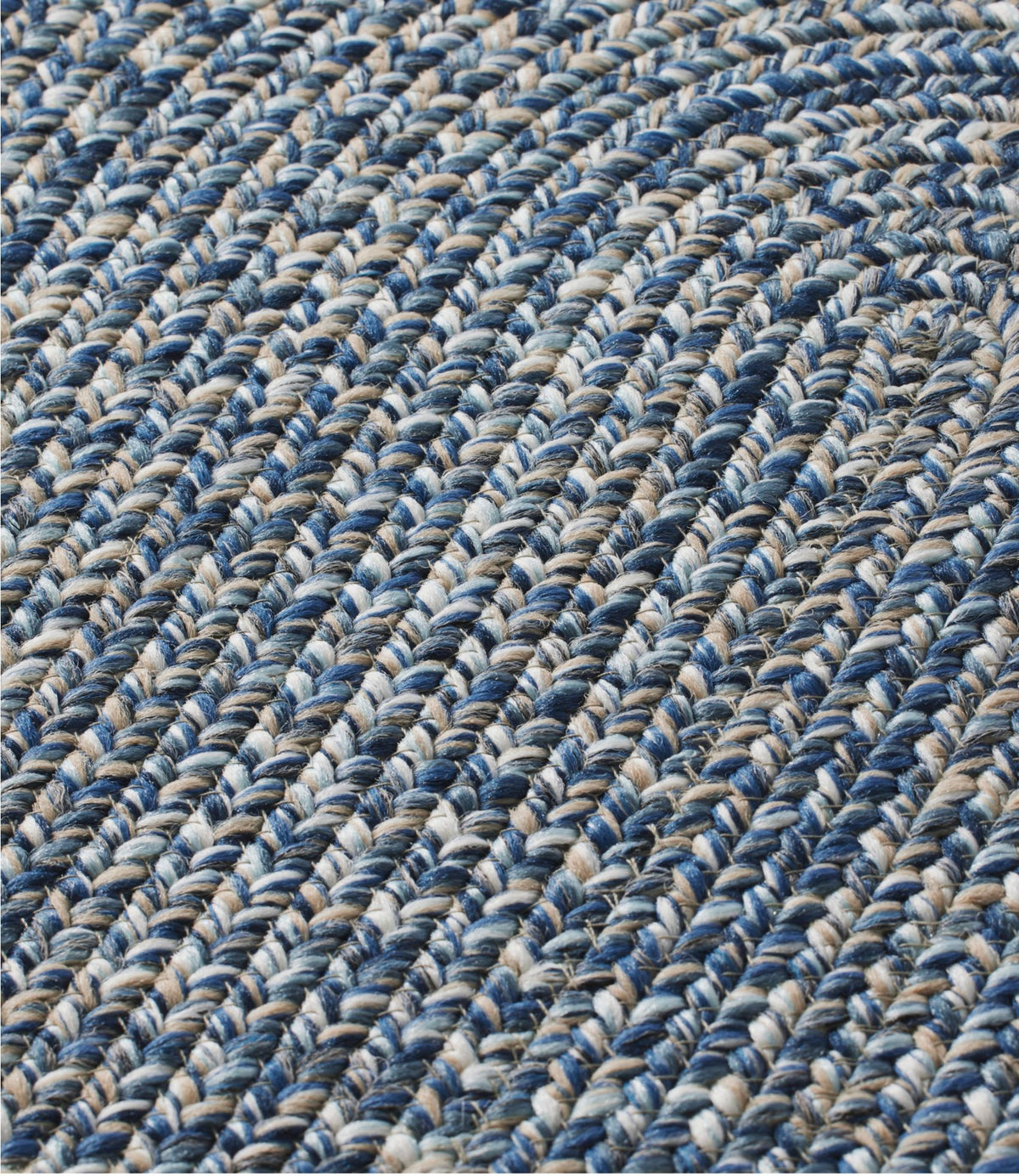 L.L.Bean All-Weather Braided Rug, Concentric Pattern Oval Indigo Multi