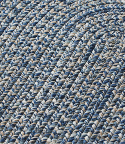 L.L.Bean All-Weather Braided Rug, Concentric Pattern Oval Indigo Multi