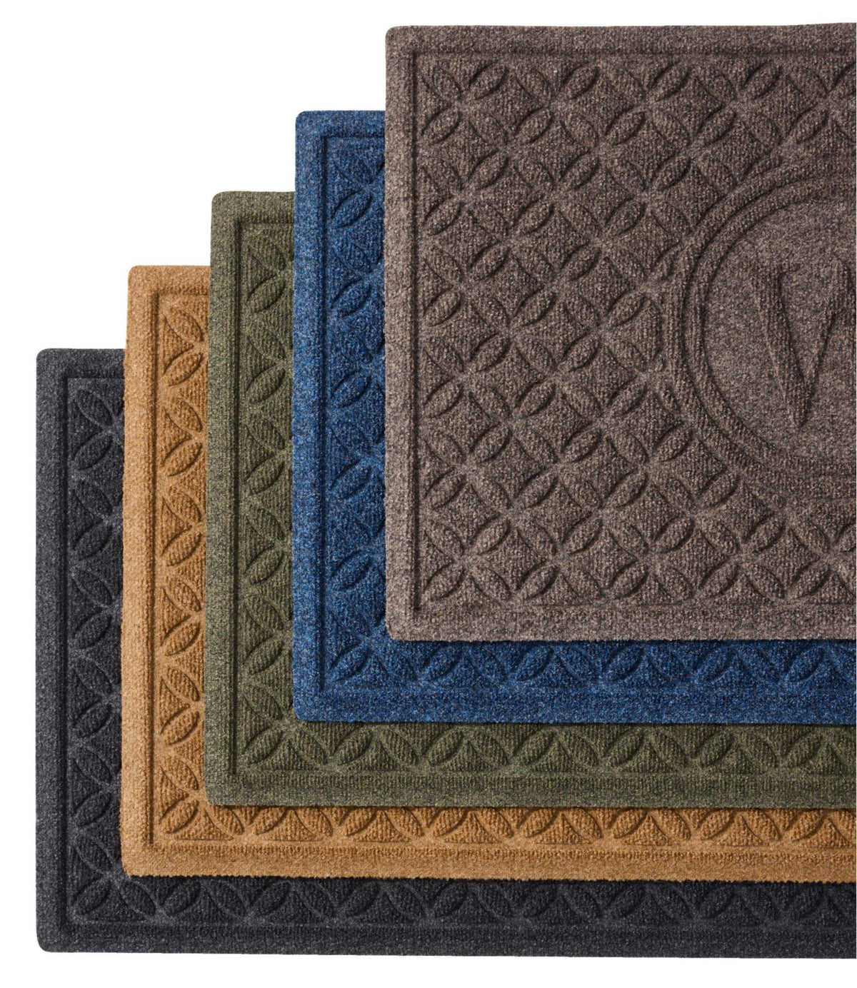 L.L.Bean Heavyweight Recycled Waterhog Doormat, Geometric Rings, Personalized Indigo