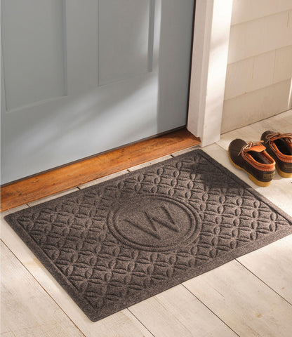 L.L.Bean Heavyweight Recycled Waterhog Doormat, Geometric Rings, Personalized Indigo
