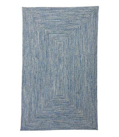L.L.Bean All-Weather Braided Rug, Concentric Pattern Rectangular Indigo Multi