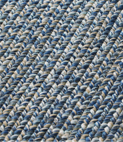 L.L.Bean All-Weather Braided Rug, Concentric Pattern Rectangular Indigo Multi