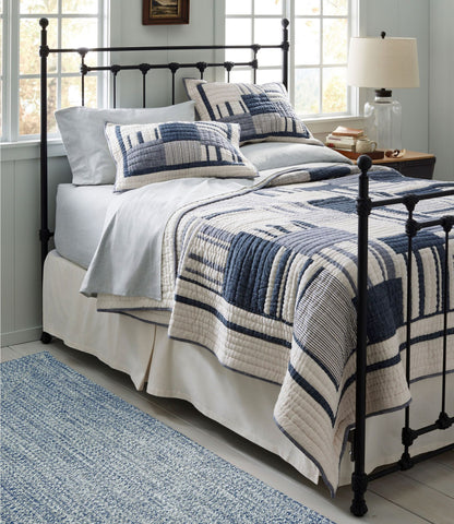 L.L.Bean All-Weather Braided Rug, Concentric Pattern Rectangular Indigo Multi